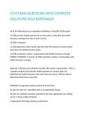 CCM EXAM QUESTIONS WITH COMPLETE SOLUTIONS PLUS RATIONALES&period;