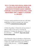 WGU C715 ORGANIZATIONAL BEHAVIOR  OA FINAL EXAM 2026&sol;2027 BANK 500  QUESTIONS WITH DETAILED VERIFIED  ANSWERS &sol; EXAM QUESTIONS WILL COME  FROM HERE &lpar;100&percnt; CORRECT ANSWERS&sol;  A&plus; GRADED