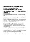 NUR104 FOUNDATIONS OF NURSING EXAM 1 COMPLETE REVIEW COMPREHENSIVE TEST BANK 2026 SOLVED QUESTIONS WITH FULL SOLUTION GRADED A&plus;