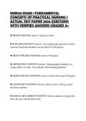 NUR150 EXAM 1 FUNDAMENTAL CONCEPTS OF PRACTICAL NURSING I ACTUAL TEST PAPER 2026 QUESTIONS WITH VERIFIED ANSWERS GRADED A&plus;