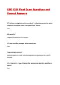 CSE 1321 Final Exam Questions and Correct Answers&vert; Latest Update
