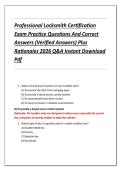 Professional Locksmith Certification  Exam Practice Questions And Correct  Answers &lpar;Verified Answers&rpar; Plus  Rationales 2026 Q&A Instant Download  Pdf