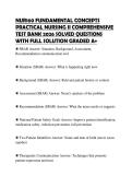 NUR160 FUNDAMENTAL CONCEPTS PRACTICAL NURSING II COMPREHENSIVE TEST BANK 2026 SOLVED QUESTIONS WITH FULL SOLUTION GRADED A&plus;