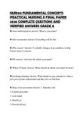 NUR160 FUNDAMENTAL CONCEPTS PRACTICAL NURSING II FINAL PAPER 2026 COMPLETE QUESTIONS AND VERIFIED ANSWERS GRADE A