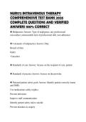 NUR172 INTRAVENOUS THERAPY COMPREHENSIVE TEST BANK 2026 COMPLETE QUESTIONS AND VERIFIED ANSWERS 100&percnt; CORRECT