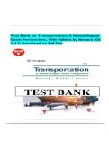 Test Bank for Transportation&colon; A Global Supply Chain Perspective&comma; 10th Edition by Robert A&period; Novack&comma; Brian Gibson & Yoshinori Suzuki &vert; ISBN&colon; 9780357908549 &vert; Verified Chapters 1-13 Complete &vert; A&plus; Grade