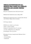NUR2063 PATHOPHYSIOLOGY ALL MODULES FINAL PAPER 2026 COMPLETE QUESTIONS AND ANSWERS VERIFIED GRADE A