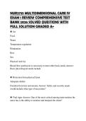 NUR2755 MULTIDIMENSIONAL CARE IV EXAM 1 REVIEW COMPREHENSIVE TEST BANK 2026 SOLVED QUESTIONS WITH FULL SOLUTION GRADED A&plus;