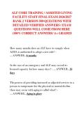 ALF CORE TRAINING &sol; ASSISTED LIVING  FACILITY STAFF FINAL EXAM 2026&sol;2027  BANK 2 VERSION 500 QUESTIONS WITH  DETAILED VERIFIED ANSWERS &sol; EXAM  QUESTIONS WILL COME FROM HERE  &lpar;100&percnt; CORRECT ANSWERS&sol; A&plus; GRADED