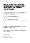 NURS 120 INTRODUCTION TO MEDICAL SURGICAL NURSING FINAL EXAM SCRIPT 2026 COMPLETE QUESTIONS AND CORRECT ANSWERS
