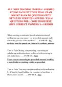ALF CORE TRAINING FLORIDA &sol; ASSISTED  LIVING FACILITY STAFF FINAL EXAM  2026&sol;2027 BANK 500 QUESTIONS WITH  DETAILED VERIFIED ANSWERS &sol; EXAM  QUESTIONS WILL COME FROM HERE  &lpar;100&percnt; CORRECT ANSWERS&sol; A&plus; GRADED