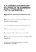 NURS 225 EXAM 2 ACTUAL CERTIFICATION EVALUATION EXAMS 2026 QUESTIONS WITH PRACTICE SOLUTION GRADED A&plus;