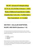 NR 507 Advanced Pathophysiology ACTUAL EXAM Due February 1 2026 &vert; Week 4 Midterm Exam Review Guide &vert; Chamberlain University &vert; Verified Q&A &vert; Pass Guaranteed - A&plus; Graded