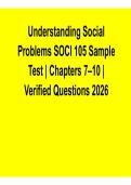 Understanding Social Problems SOCI 105 Sample Test Chapters 7&ndash;10 Verified Questions 2026 Update
