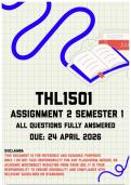 THL1501 Assignment 2 Semester 1 Memo &vert; Due 24 April 2026