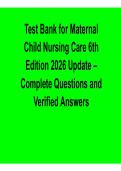 Test Bank for Maternal Child Nursing Care 6th Edition 2026 Update Complete Questions & Verified Answers