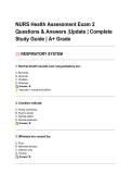 NURS Health Assessment Exam 2 Questions & Answers &lowbar;Update &lowbar; Complete Study Guide &lowbar; A&plus; Grade&period;pdf