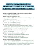 NURSING 265 MATERNAL CHILD RASMUSSEN ACTUAL EXAM PAPER 2026 QUESTIONS WITH ANSWERS GRADED A&plus;