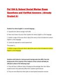 Pel 184 IL School Social Worker Exam Questions and Verified Answers  Already Graded A&plus;