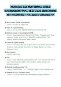 NURSING 265 MATERNAL CHILD RASMUSSEN FINAL TEST 2026 QUESTIONS WITH CORRECT ANSWERS GRADED A&plus;