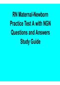 RN Maternal-Newborn Practice Test A with NGN Questions and Answers Study Guide 2026 Update