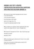 NURSING 2410 TEST 3 UPDATED CERTIFICATION EVALUATION 2026 QUESTIONS WITH PRACTICE SOLUTION GRADED A&plus;