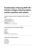 Fundamentals of Nursing NUR 185 &ndash; of Nursing edition practice questions with answers&period;pdf