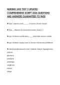 NURSING 2410 TEST 3 UPDATED COMPREHENSIVE SCRIPT 2026 QUESTIONS AND ANSWERS GUARANTEED TO PASS