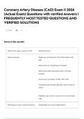 Coronary Artery Disease &lpar;CAD&rpar; Exam &vert;&vert; 2026 &lpar;Actual Exam&rpar; Questions with verified Answers &vert; FREQUENTLY MOST TESTED QUESTIONS AND VERIFIED SOLUTIONS