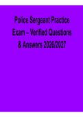 Police Sergeant Practice Exam Verified Questions & Answers 2026&ndash;2027 Update