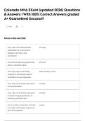 Colorado NHA EXAM &lpar;updated 2026&rpar; Questions & Answers &vert; With 100&percnt; Correct Answers graded A&plus; Guaranteed Success&excl;&excl;