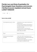 Florida Laws and Rules Examination for Psychologists Exam Questions and Answers &lpar;Verified Answers&rpar; Updated &lpar;Actual Exam&rpar; LATEST VERSION&excl;