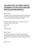 OKLAHOMA STATE LAW FUNERAL SERVICES ASSESSMENT TEST 2026 TESTED QUESTIONS WITH FULL SOLUTION GRADED A&plus;