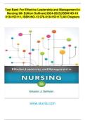TEST BANK FOR EFFECTIVE LEADERSHIP AND MANAGEMENT IN NURSING 9TH EDITION ELEANOR J&period;SULLIVAN-latest -&period;pdf