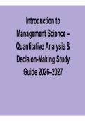 Introduction to Management Science Quantitative Analysis & Decision-Making Study Guide 2026&ndash;2027 Update