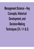 Management Science Key Concepts&comma; Historical Development&comma; and Decision-Making Techniques Study Guide 2026 Update