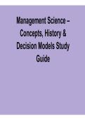 Management Science Concepts&comma; History & Decision Models Study Guide 2026 Update