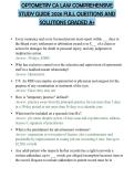 OPTOMETRY CA LAW COMPREHENSIVE STUDY GUIDE 2026 FULL QUESTIONS AND SOLUTIONS GRADED A&plus;