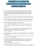 OPTOMETRY CA LAW PRACTICE EXAMINATION 2026 QUESTIONS WITH ANSWERS GRADED A&plus;