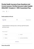 Florida Health Insurance Exam Questions And Correct Answers &lpar;Verified Answers&rpar; Latest Update 2026&sol;2027 &vert; Graded A&plus; &vert; 100&percnt; Guaranteed Pass&period;