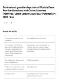 Professional guardianship state of Florida Exam Practice Questions And Correct Answers &lpar;Verified&rpar; &vert; Latest Update 2026&sol;2027 &vert; Graded A&plus; &vert; 100&percnt; Pass&period;