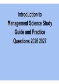 Introduction to Management Science Study Guide and Practice Questions 2026&ndash;2027