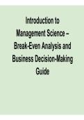 Introduction to Management Science &ndash; Break-Even Analysis and Business Decision-Making Guide