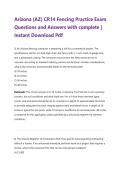 Arizona &lpar;AZ&rpar; CR14 Fencing Practice Exam Questions and Answers with complete &vert; Instant Download Pdf