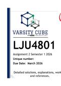 LJU4801 Assignment 2 &lpar;DETAILED ANSWERS&rpar; Semester 1 2026 - DISTINCTION GUARANTEED