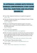 PA APPRAISAL LICENSE AUTO PHYSICAL DAMAGE COMPREHENSIVE STUDY GUIDE 2026 FULL QUESTIONS AND SOLUTIONS GRADED A&plus;