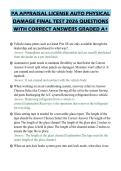 PA APPRAISAL LICENSE AUTO PHYSICAL DAMAGE FINAL TEST 2026 QUESTIONS WITH CORRECT ANSWERS GRADED A&plus;