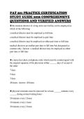 PAT 201 PRACTICE CERTIFICATION  STUDY GUIDE 2026 COMPREHENSIVE  QUESTIONS AND VERIFIED ANSWERS 