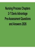 Nursing Process Chapters 2&ndash;7 &ndash; Davis Advantage Pre-Assessment Questions & Answers 2026