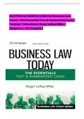 Solution & Answer Guide for Business Law Today&colon; The Essentials &ndash; Text & Summarized Cases&comma; 13th Edition by Roger LeRoy Miller &vert;  Chapters 1-25 &vert; Verified Step-by-Step Solutions &vert; Legal Environment&comma; Contracts&comma; Sales&comma; Agency & Business Organizations &vert; CPA & 